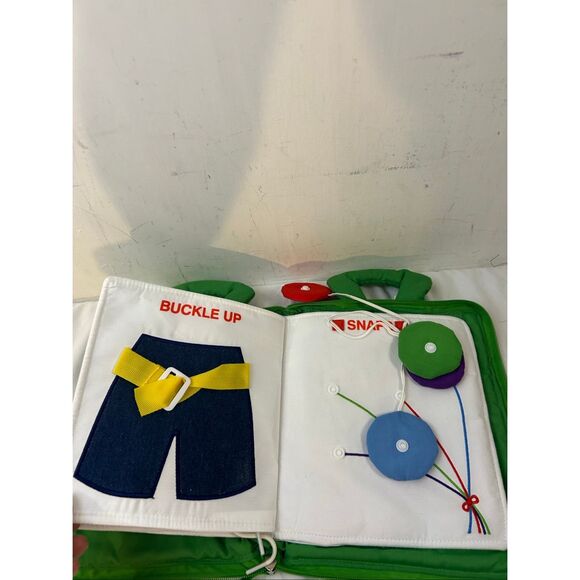 De moca Quiet travel book learning toy zipper green vintage - Picture 8 of 9